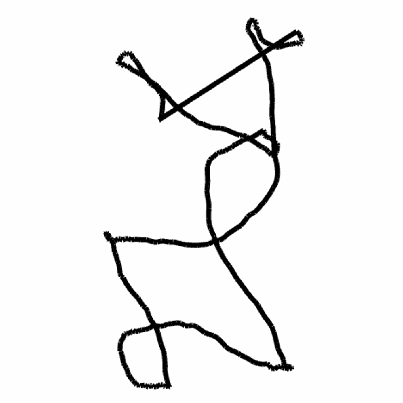 Traçada de linhas pretas irregularmente curvas e cruzadas em um fundo branco.