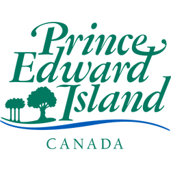 Logo for Prince Edward Island, Canada with text and a tree graphic.