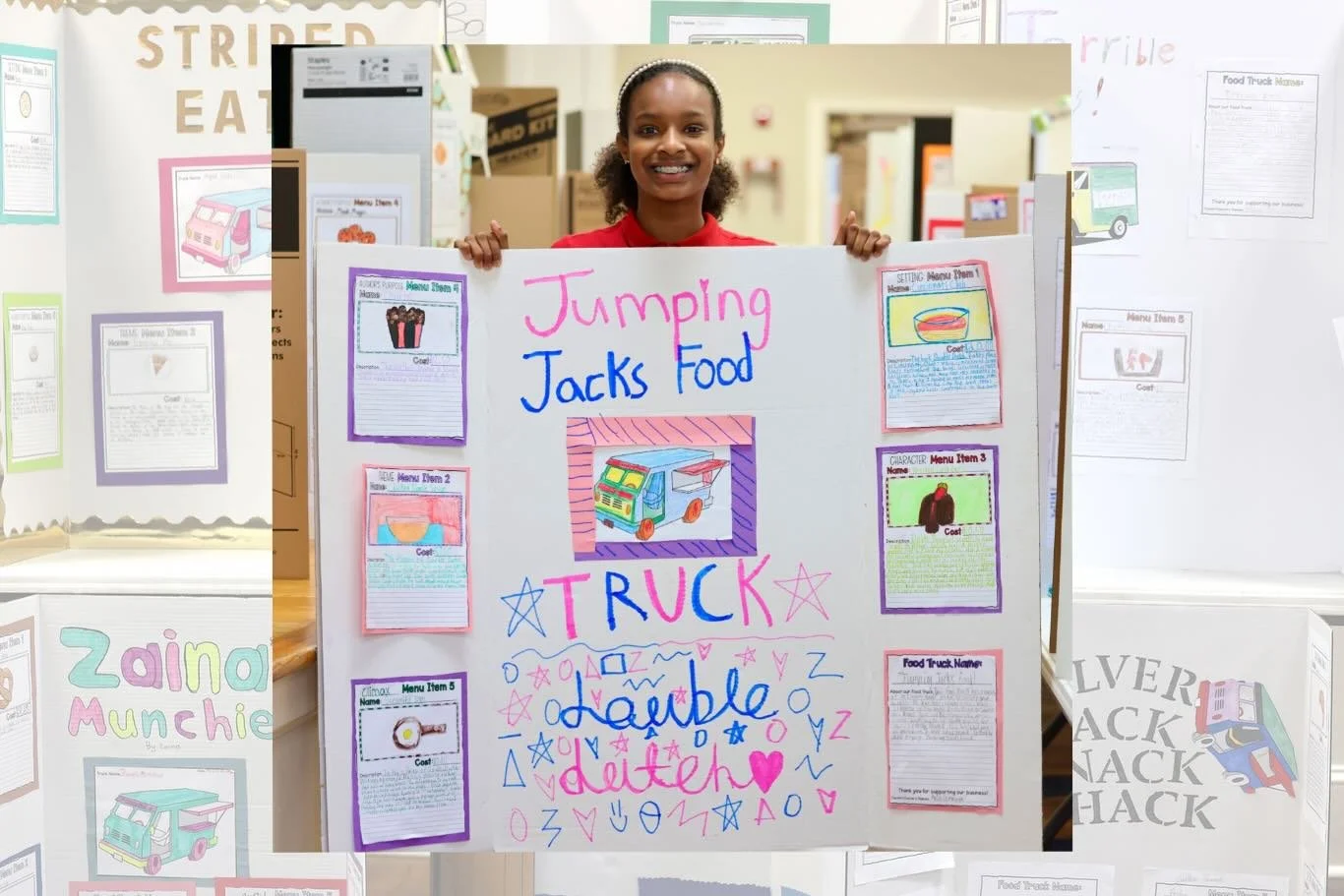 Our 7th graders worked all quarter long on creating Literary Food Trucks. They came up with menu items that related to different aspects of their independent reading novel! Way to go guys!