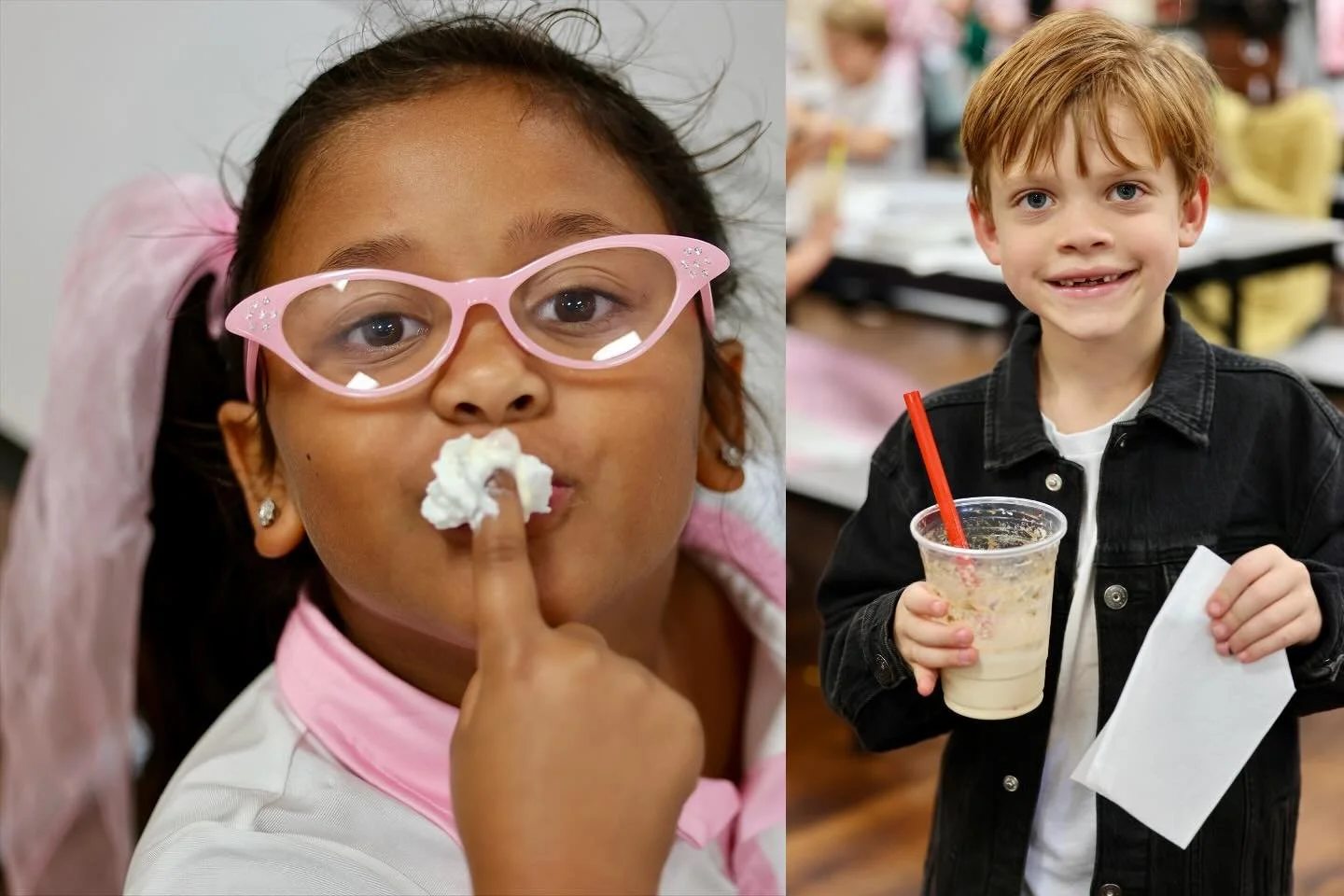 Our first graders went all out for the 50th day of school with a full-on &lsquo;50s celebration! Poodle skirts, leather jackets, floats, and lots of dancing&mdash;these smiles say it all! #togetherweroar 🦁