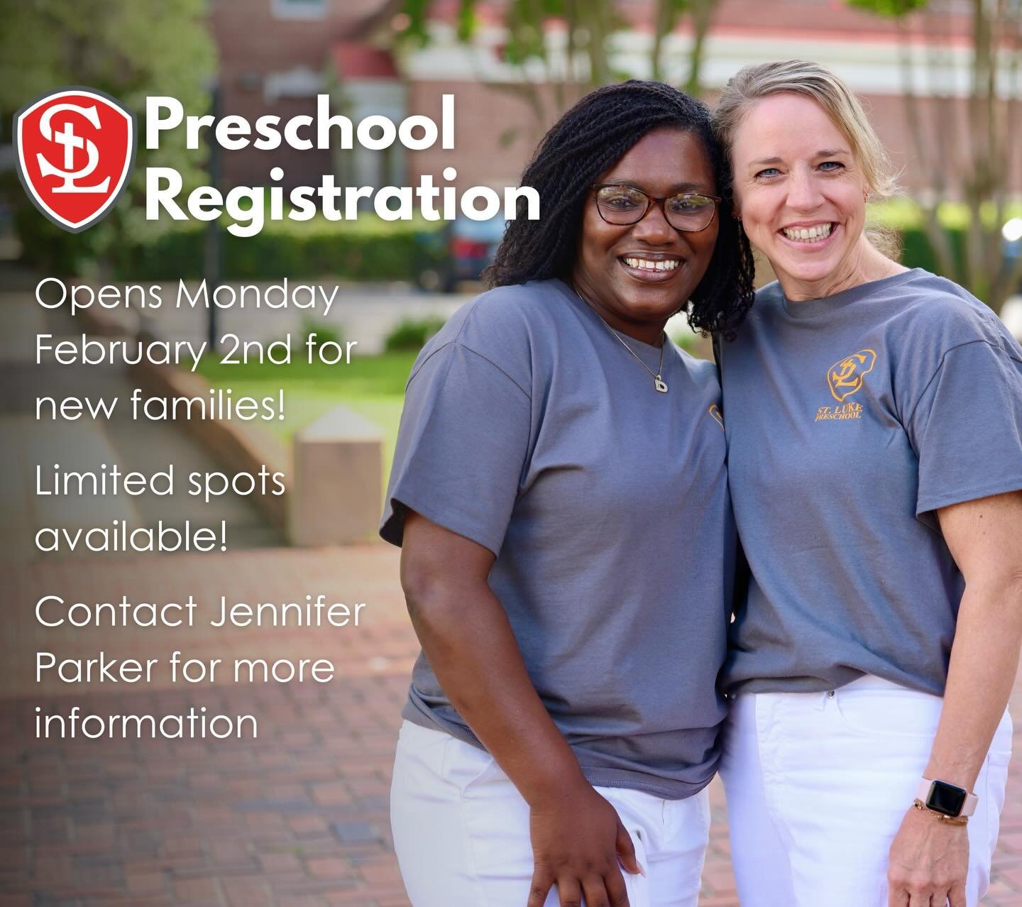 Preschool registration is opening soon for the upcoming school year! If you&rsquo;re interested in joining our preschool community, we&rsquo;d love to connect with you.
Contact our Preschool Director, Jennifer Parker at jparker@stlukecolumbus.org for
