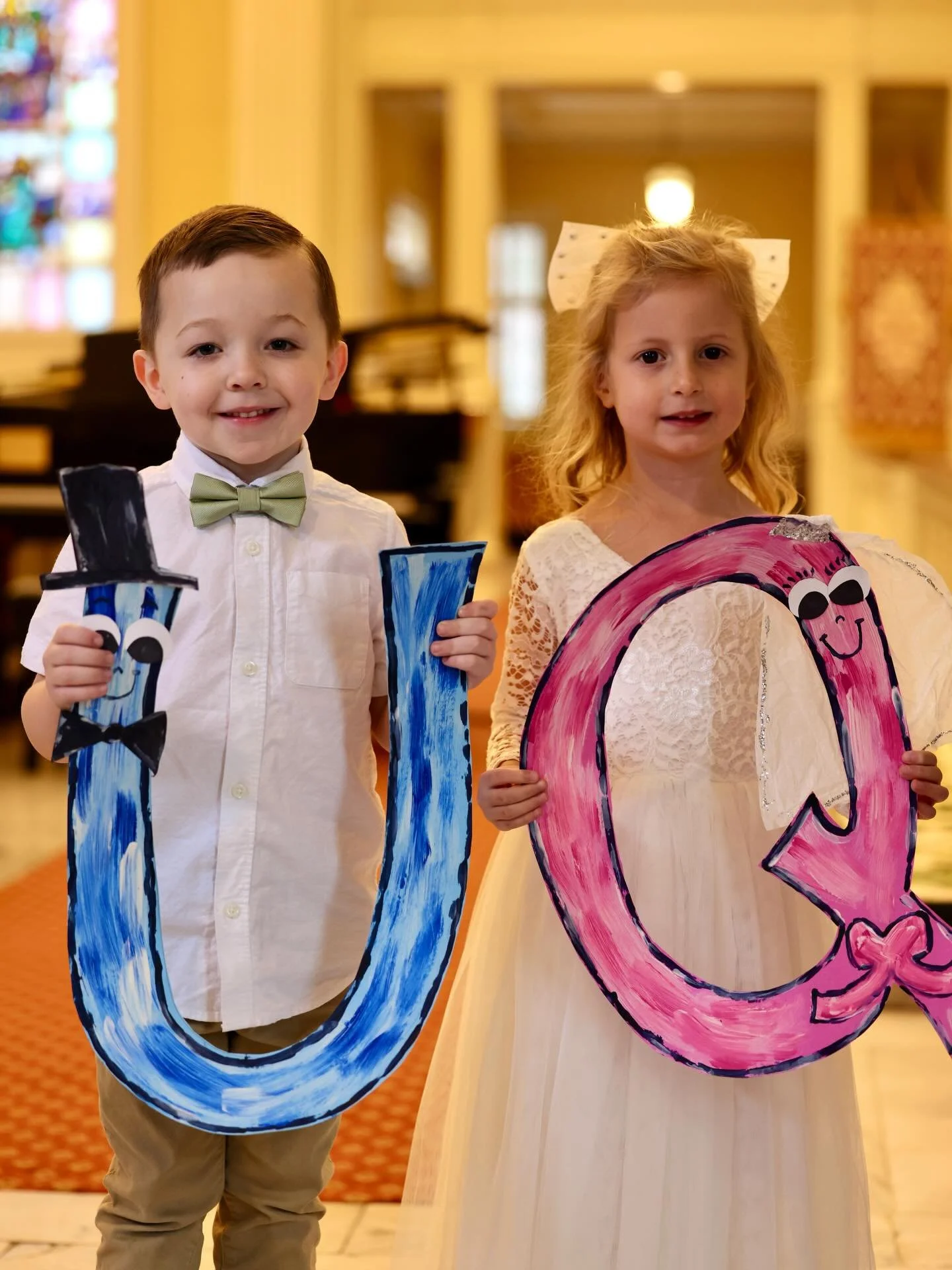 Q &amp; U said &ldquo;I do!&rdquo; 💒 Our preschoolers learned that Q &amp; U are &ldquo;together forever,&rdquo; so they celebrated with a wonderful ceremony full of queens and quarterbacks, followed by a reception complete with Q &amp; U confetti a