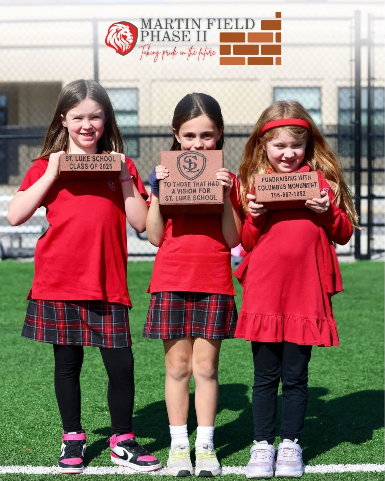 Martin Field Phase 2 is officially underway, and our Brick Sale is wrapping up! Purchase your personalized, engraved brick by February 28 and make your mark at St. Luke for generations to come. 🧱 ❤️#togetherweroar #martinfield