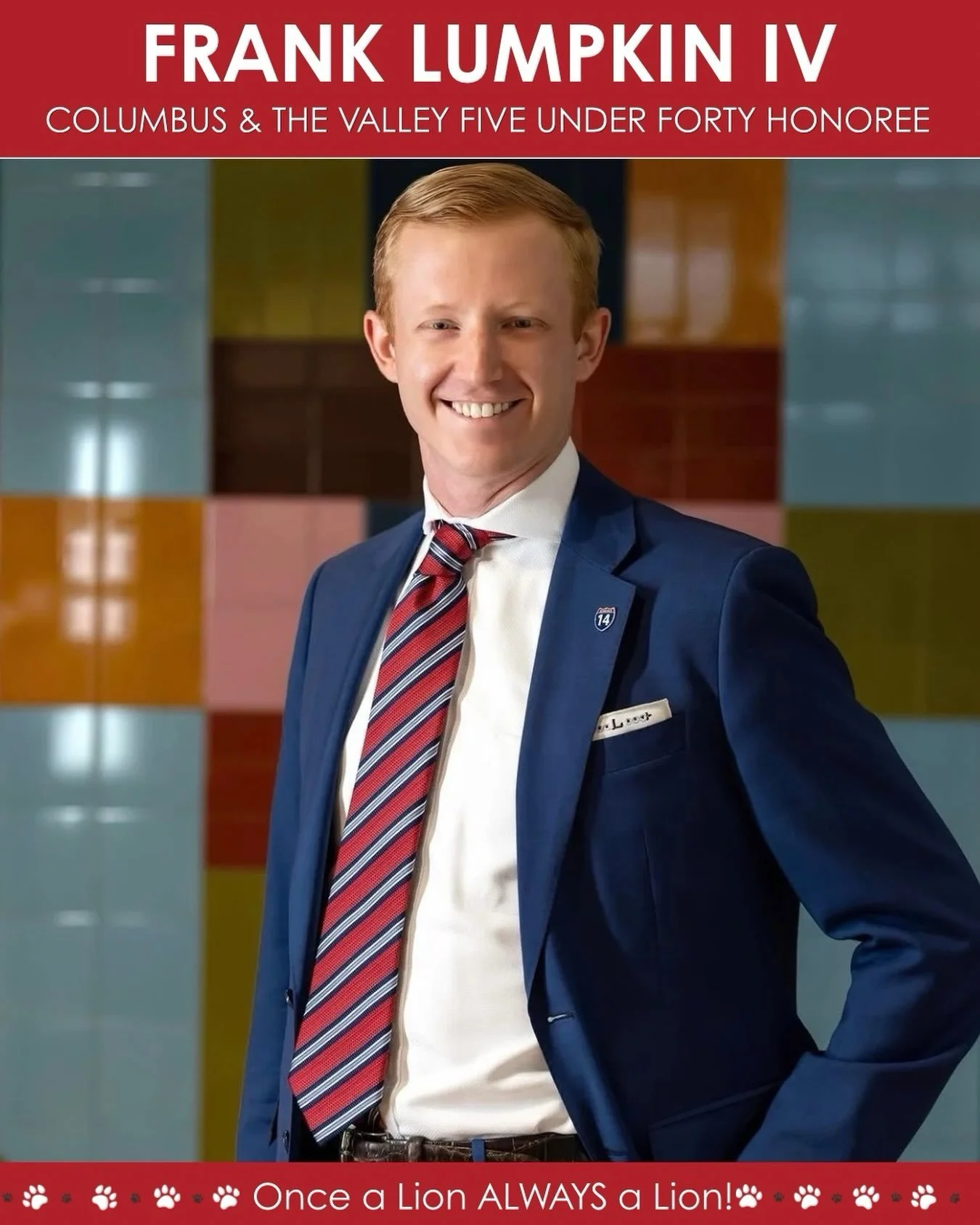 A huge congratulations to St. Luke School alumnus, Frank Lumpkin IV, for being selected as one of the Five Under 40 honorees for Columbus &amp; the Valley!

Frank is an Economic Development Law Attorney at Hall Booth Smith, P.C. and a Captain and Jud