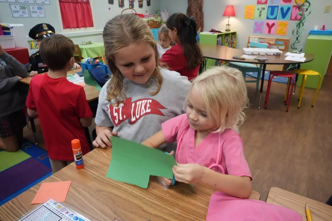 Our fifth graders had a special visit with their kindergarten buddies today for story time and an arts &amp; crafts lesson!

Building relationships across grade levels is an important part of the St. Luke experience. These connections create opportun