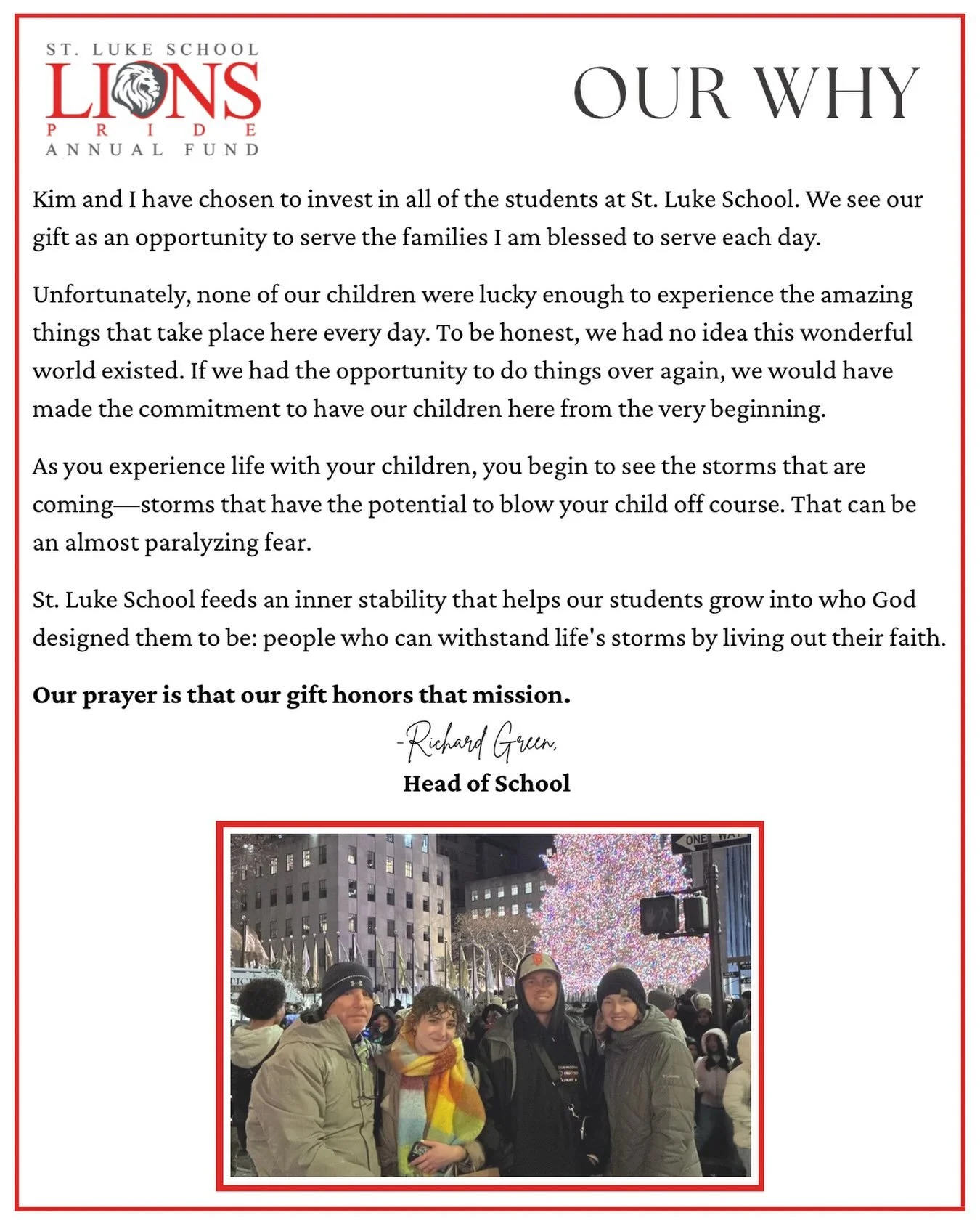 A message from Head of School, Richard Green, about why he gives to Lion&rsquo;s Pride Annual Fund. 

#annualfund #golions