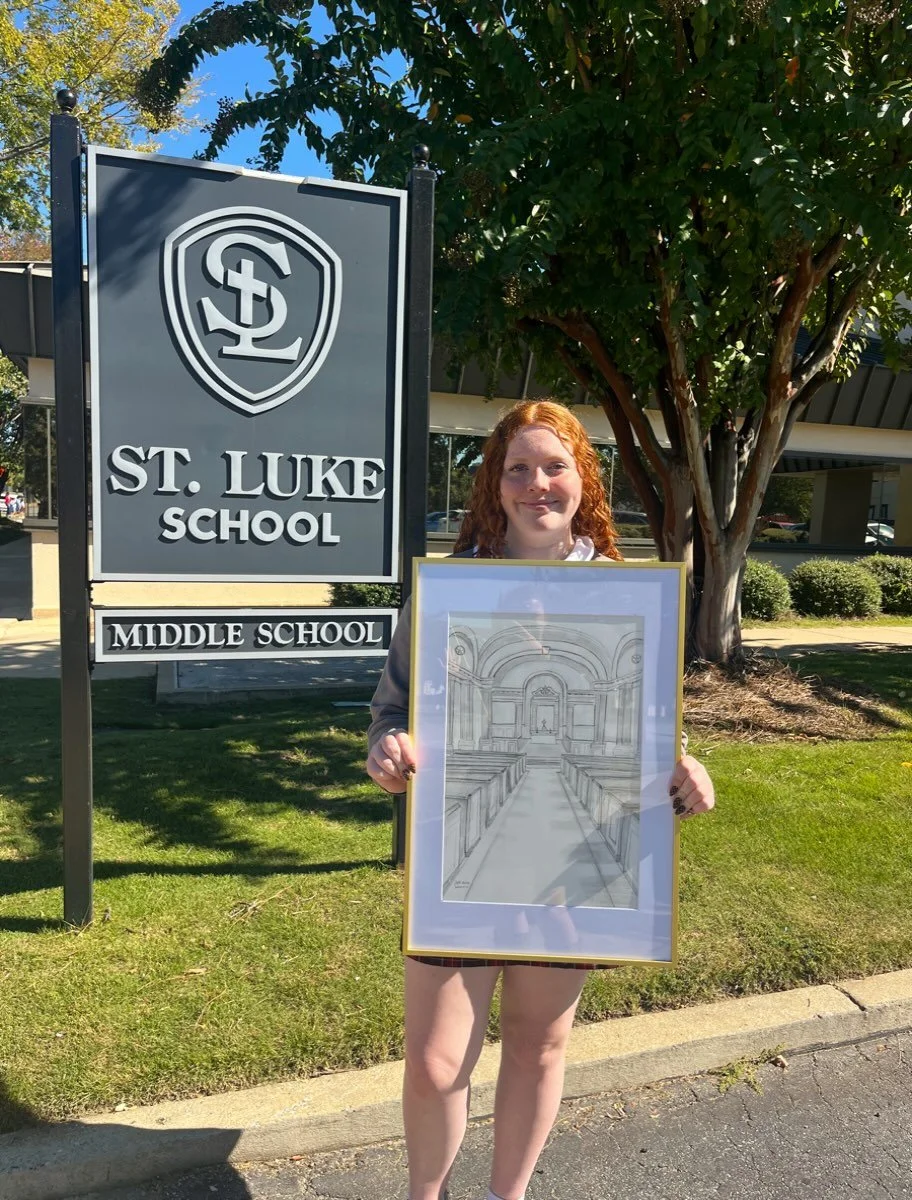 We are so proud of 8th grader, Katie Anne Solomons, for her outstanding sketch of St. Luke Church sanctuary!

Her sketch is going to be the cover of our 2026-2027 St. Luke School yearbook!

Thank you, Katie Anne, for sharing your talent with us.

#dr
