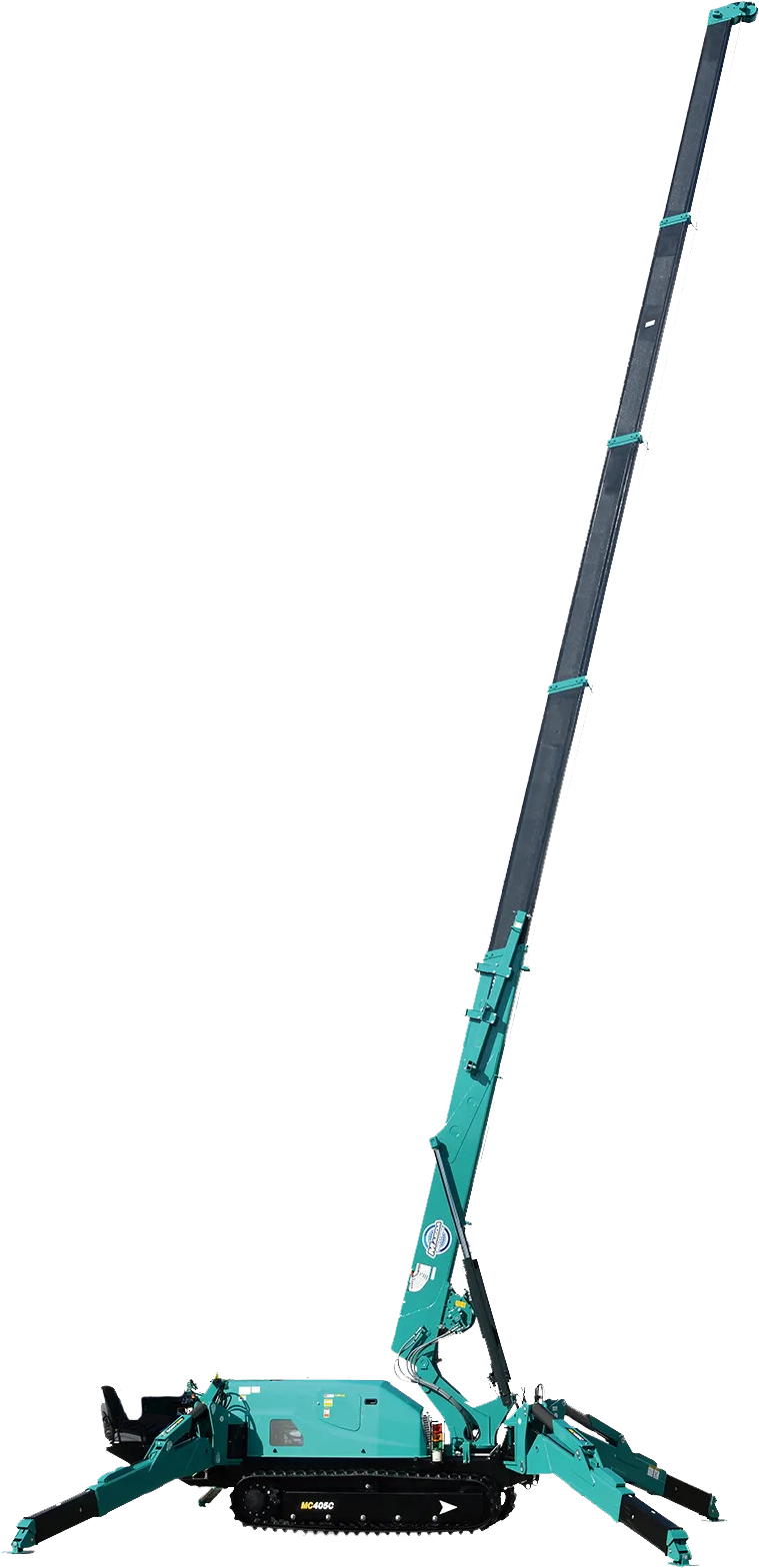 Maeda MC405 mini crawler crane stock image used for steel erection, rooftop lifting, and confined job sites.
