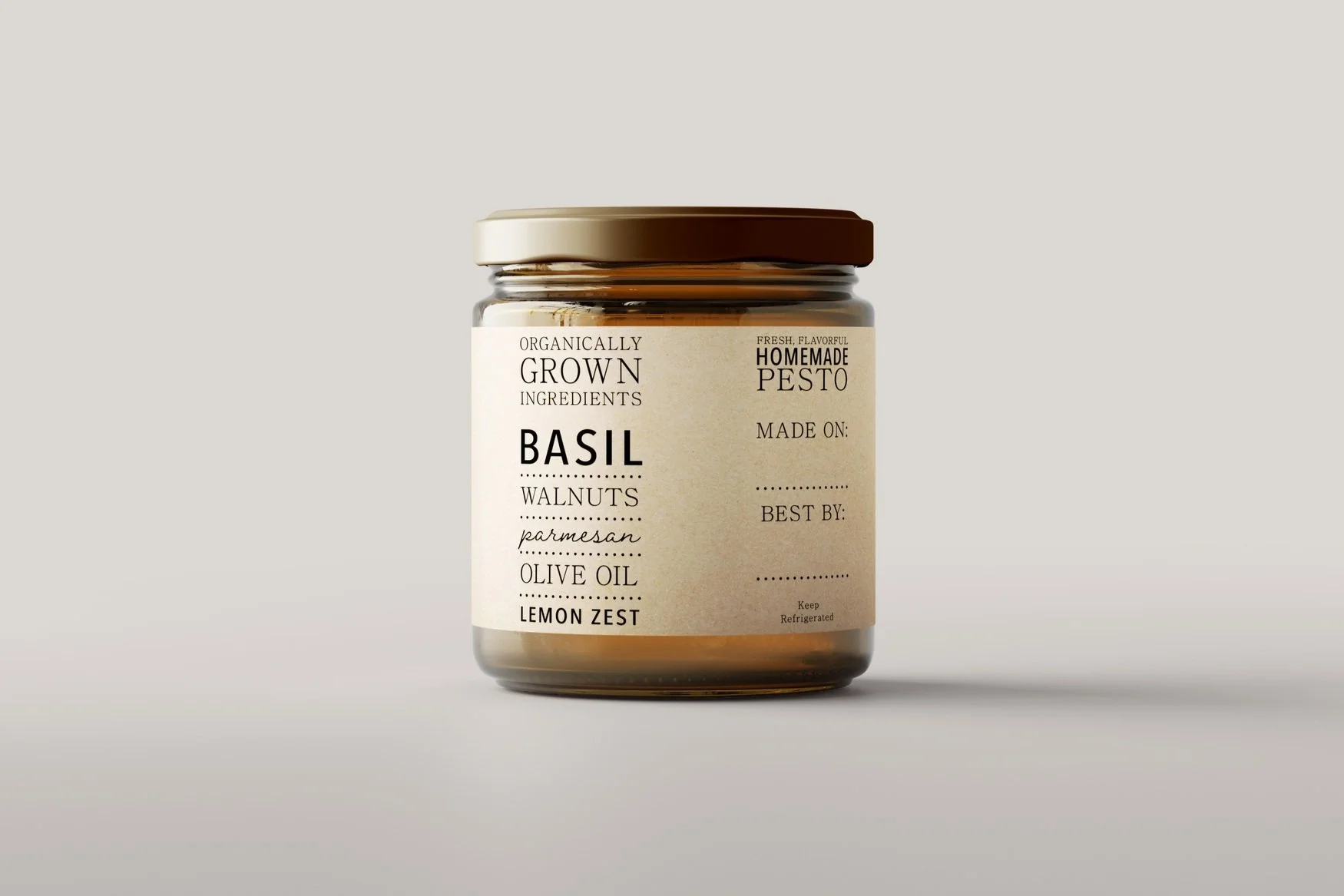 Organic product packaging with minimalist mason jar label design for a small business