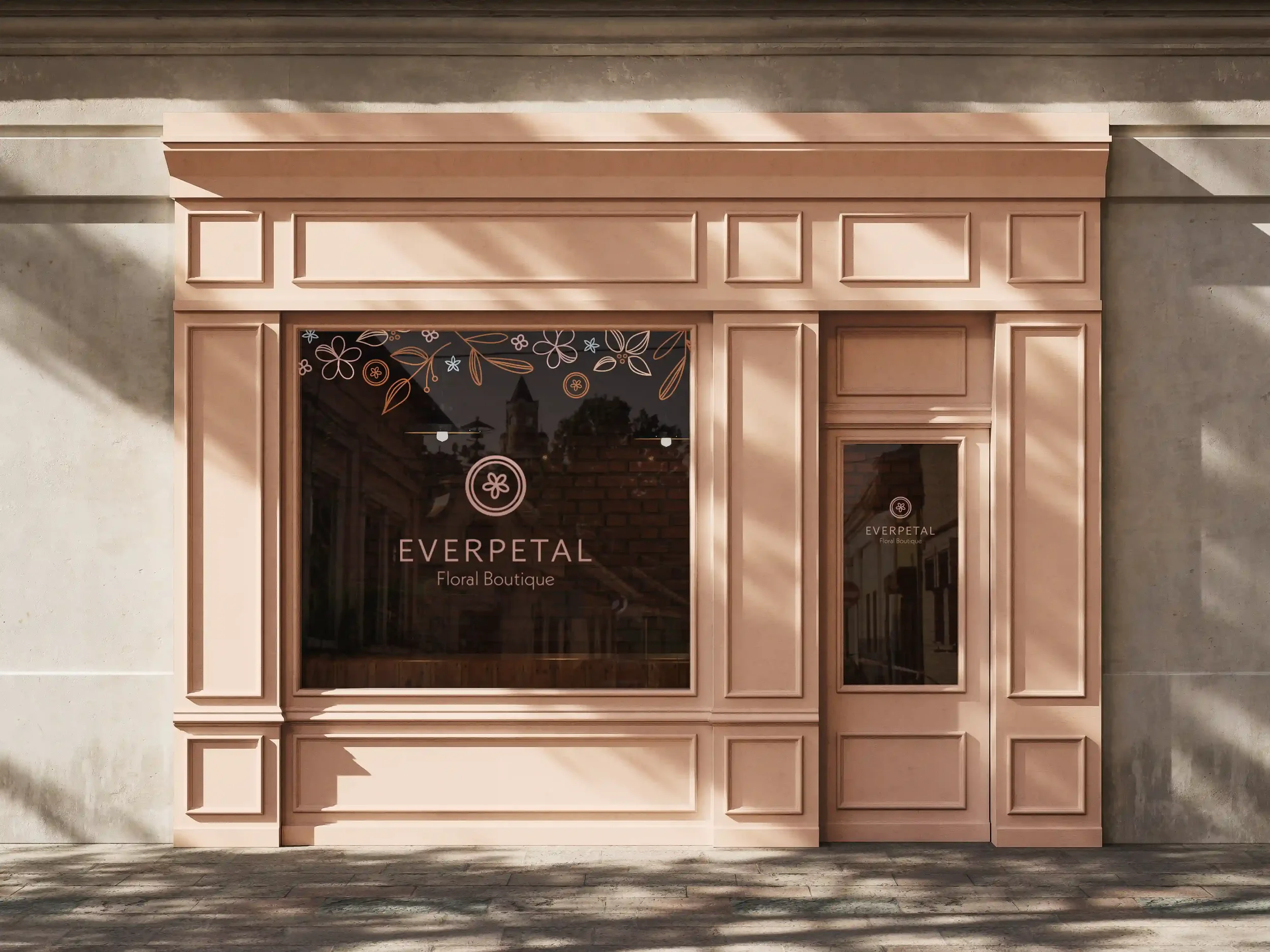 Branded storefront signage and window graphics