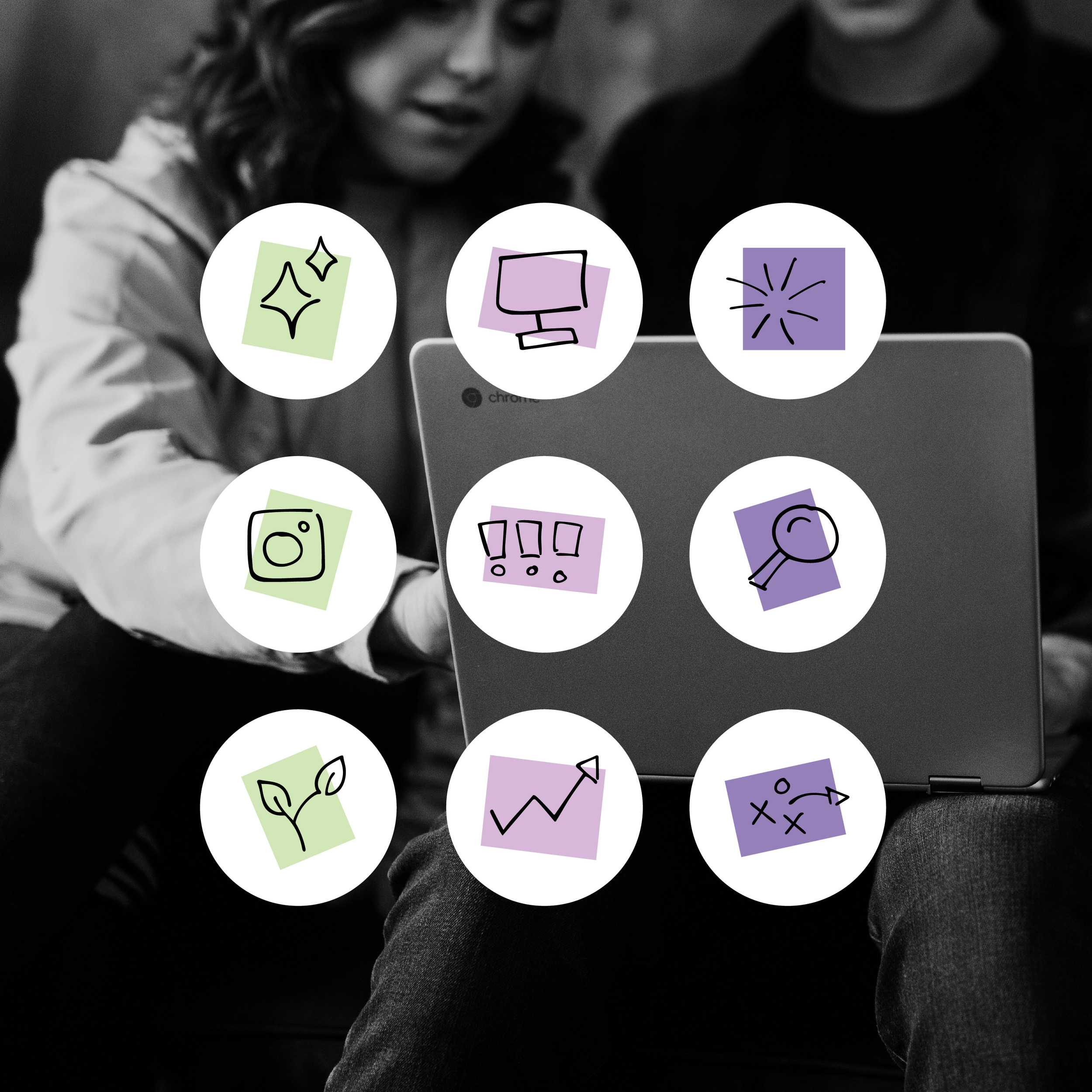 Custom hand-drawn illustrations created as part of the Digital Mission Field brand identity to add a warm, approachable visual style.