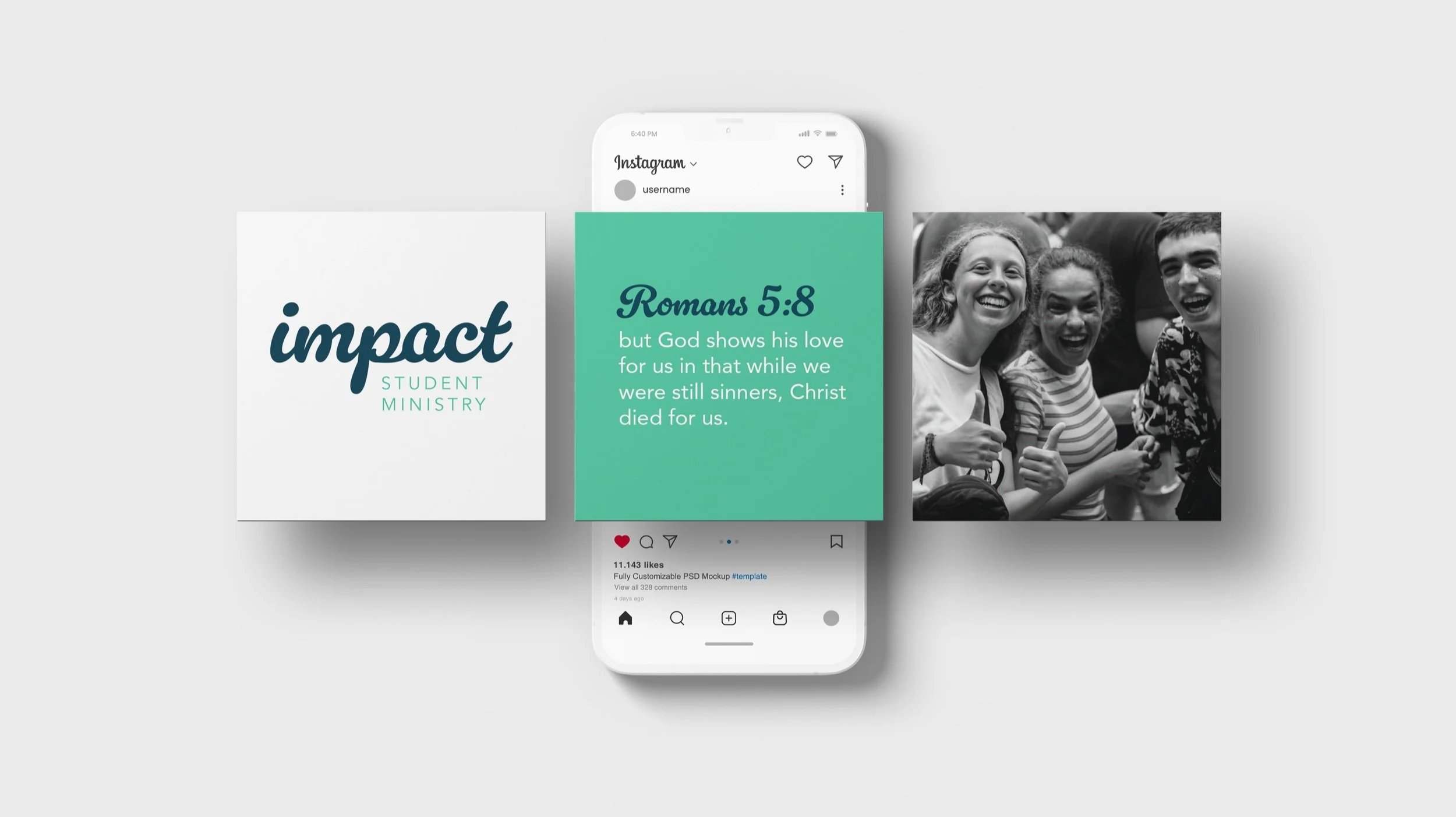 Simple, cohesive youth group visual identity across an Instagram carousel