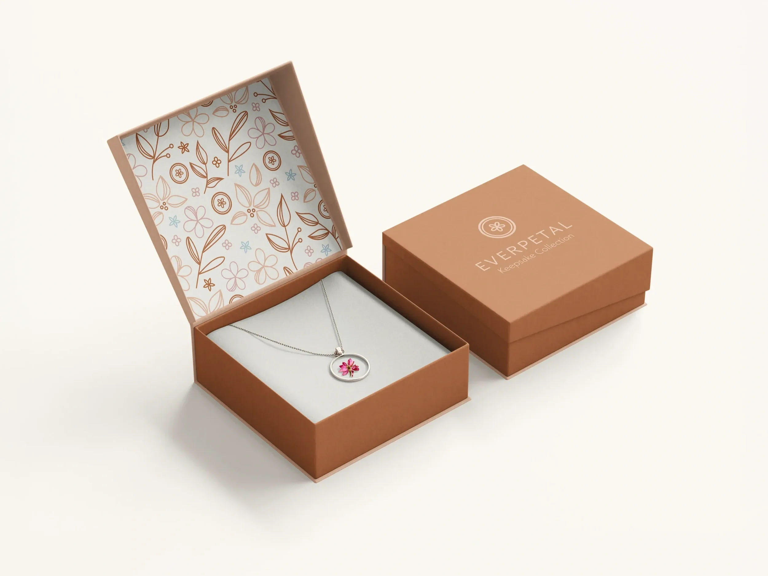 Keepsake jewelry box packaging mockup