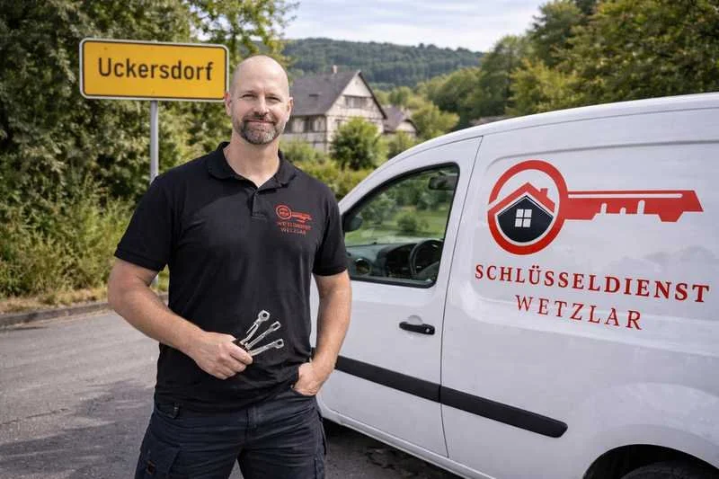 Schlüsseldienst Uckersdorf, Herborn Monteur mit Einsatzfahrzeug