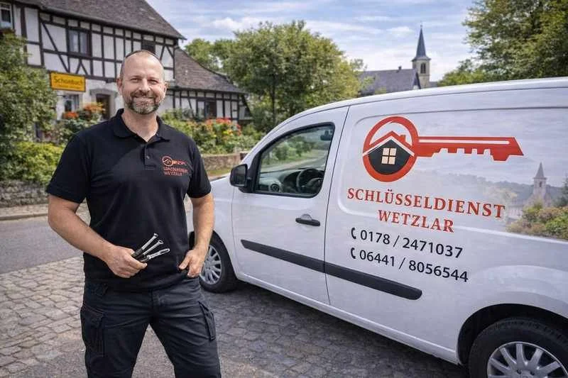 Schlüsseldienst Schönbach, Herborn Monteur mit Einsatzfahrzeug