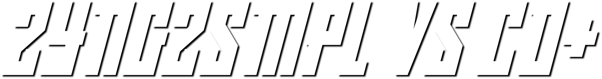 Stylized text reading "2YNG2SMPL VS CD+" with a bold, angular font.