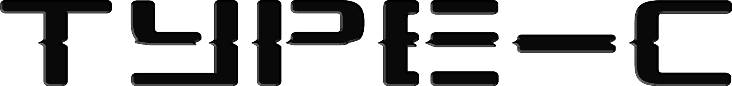 "TYPE-C" text in bold, black, futuristic font on transparent background.