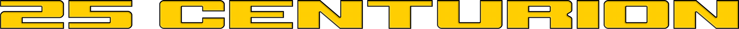 Yellow text '25 CENTURION' on a black background