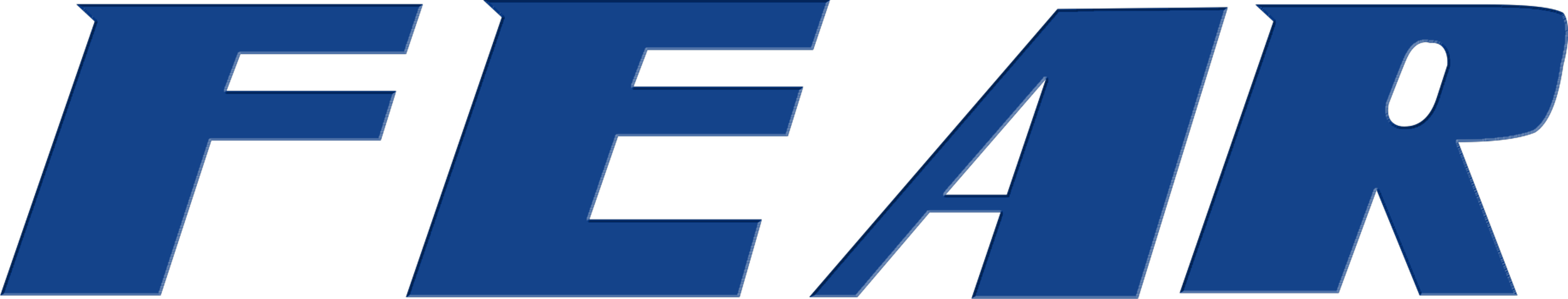 Word 'FEAR' in bold, blue letters on a transparent background.