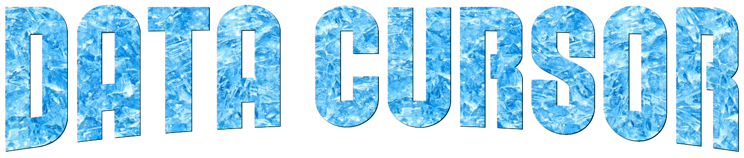 "DATA CURSOR" text with ice texture