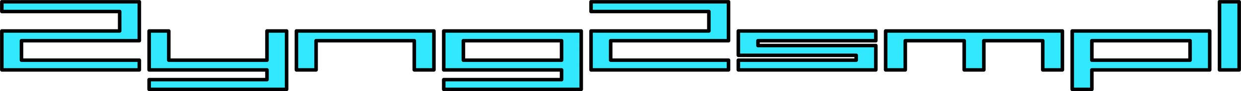 The image displays text reading "2yng 2smpl." The letters are in a bright cyan color on a black background, using a futuristic, geometric typeface.