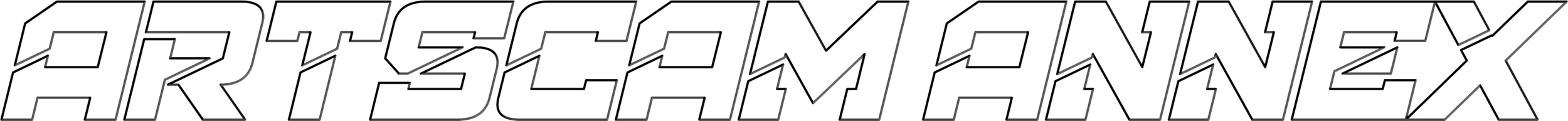 Text reading "ARTSCAMANEX" in bold, stylized font, white letters with black outline.