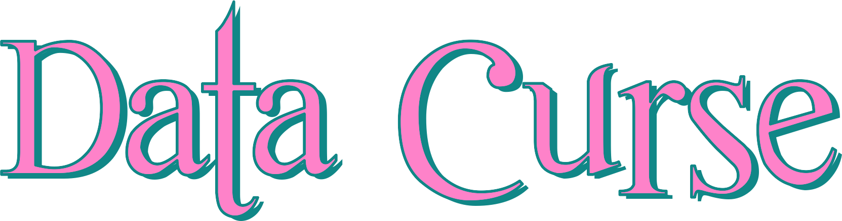 "Data Curse" text in pink and green stylized font