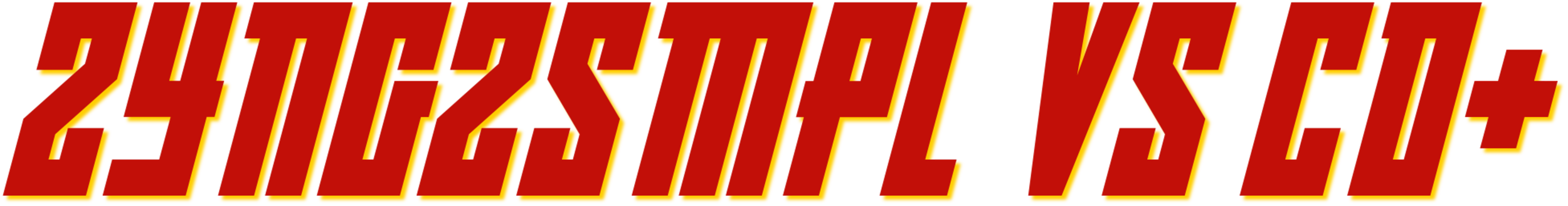 Text graphic reading "2YNG2SMPL VS CD+" in bold red font with a yellow outline.