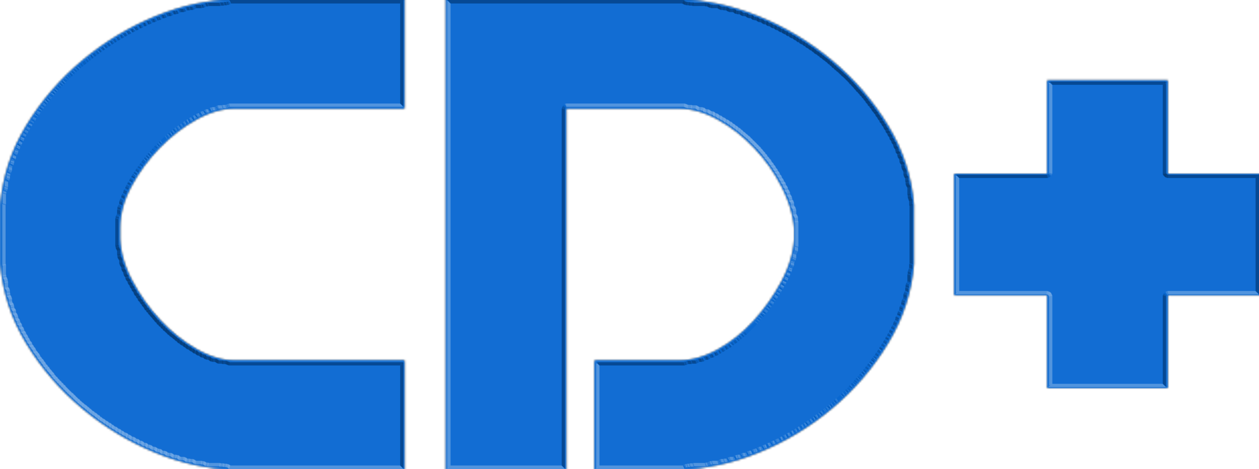 Blue logo with letters 'CD+' on a white background.