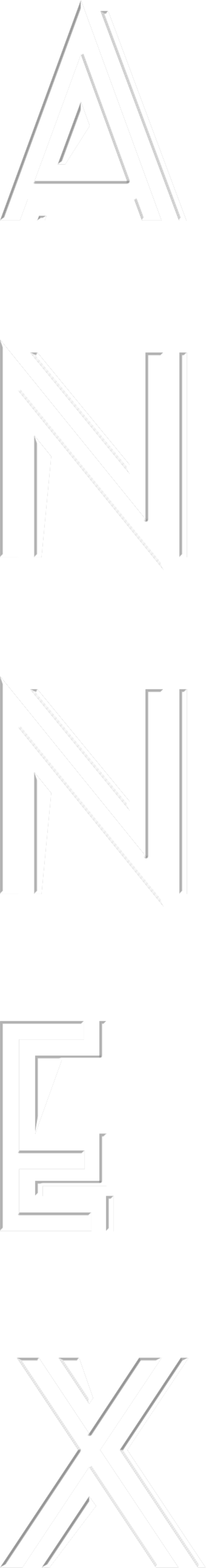 Stylized vertical text "Anime Expo" with geometric font on black background.