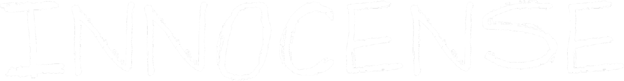 The word "INNOCENSE" written in a white, rough, chalk-like font on a black background.