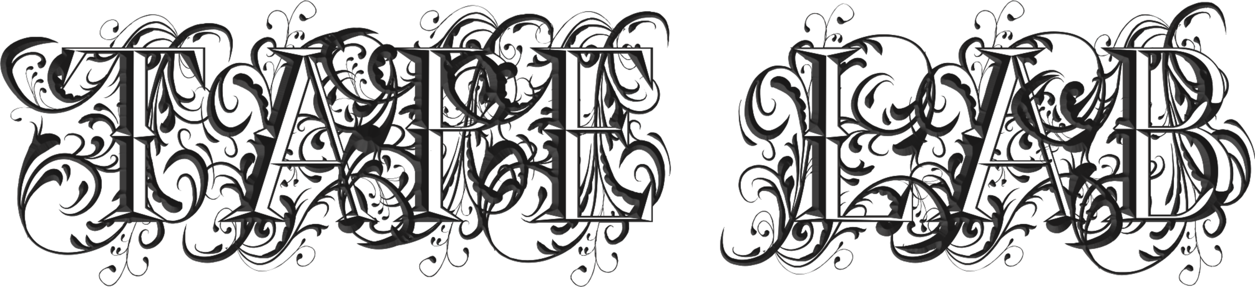 Decorative text "TAPE LAB" in ornate, swirly font style.