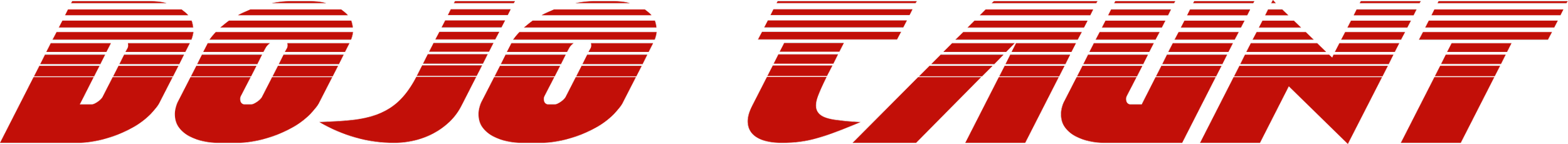 Red text "DOJO TAUNT" with horizontal lines on a transparent background.