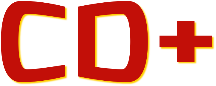 CD+ logo in red with yellow outline