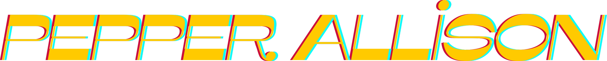The words "PEPPER ALLISON" in a stylized, glitchy yellow font with red and cyan outlines.