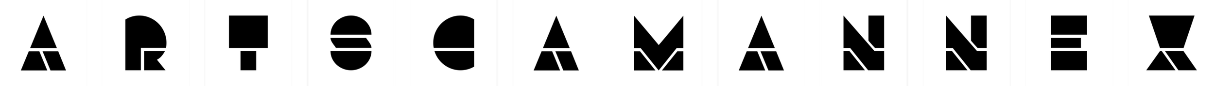 Abstract black geometric shapes resembling letters on a white background.
