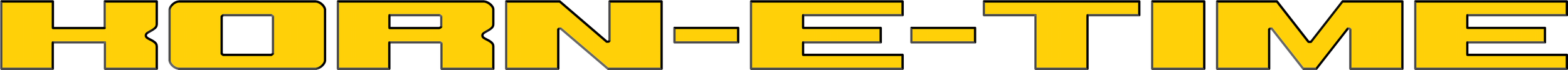 Bold yellow "KORN-E-TIME" text with black outline on a transparent background.