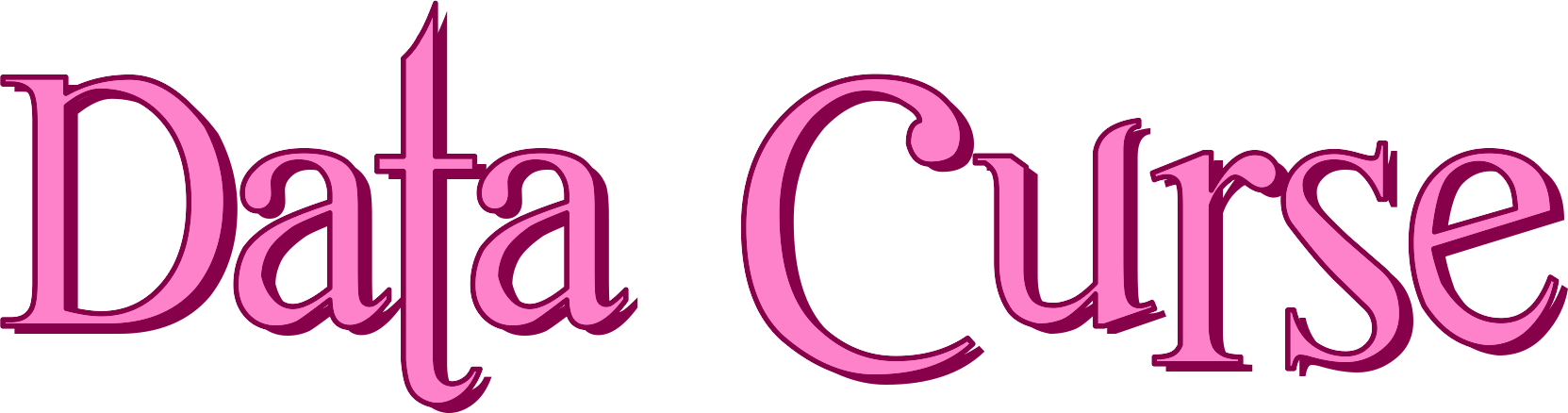 "Data Curse" text in pink with decorative font