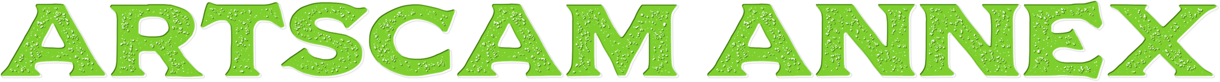 Green 3D text saying "ARTSCAM ANNEX" with a glitter texture on a black background.