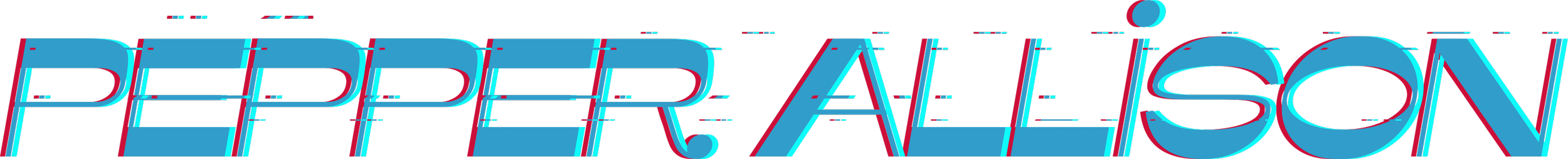 The text "PEPPER ALLISON" in stylized blue and red glitch effect.