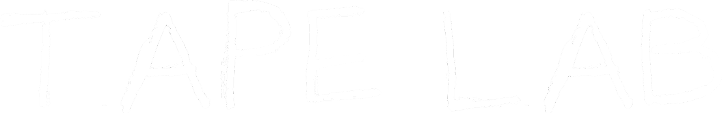 Text "TAPE LAB" in white, handwritten style with a black background.