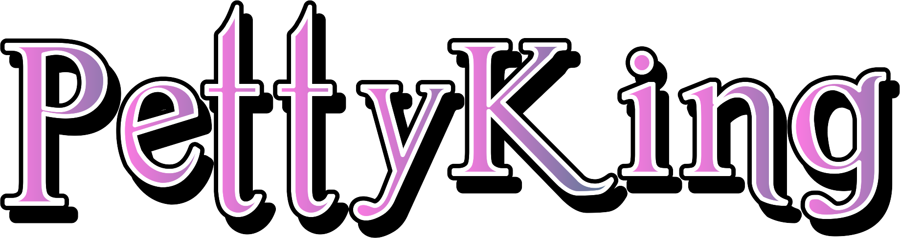 Text logo displaying the words 'PettyKing' in gradient pink and purple font.