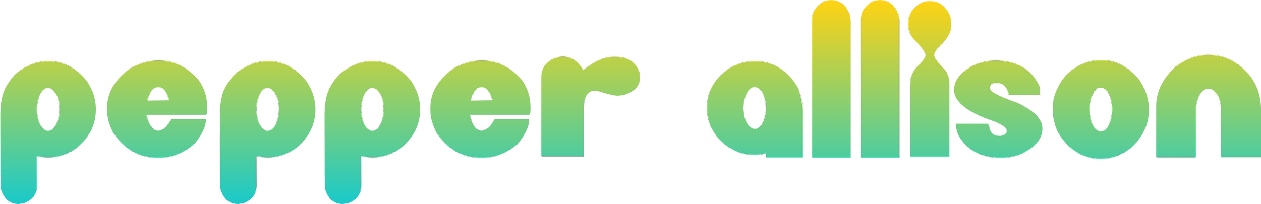 Logo with text "pepper allison" in a green and yellow gradient style font.
