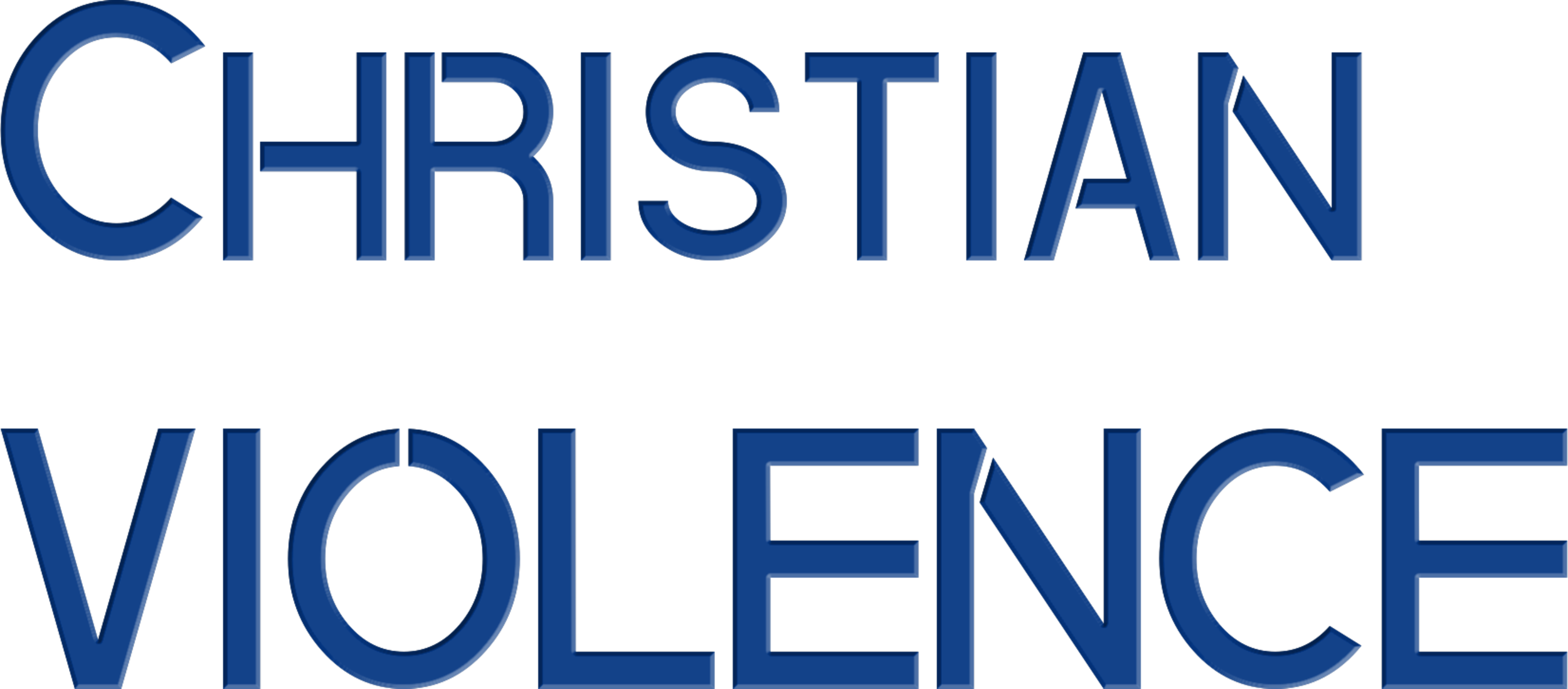 Text reading 'CHRISTIAN VIOLENCE' in bold blue letters.