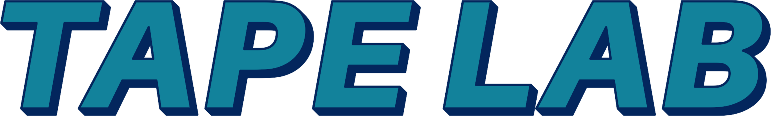"TAPE LAB" text logo in blue with a shadow effect