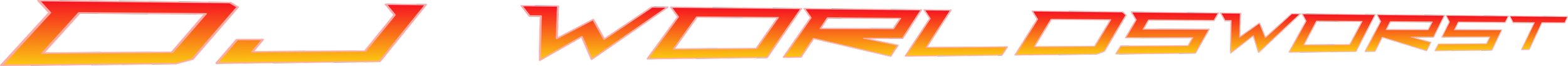 "DJ World's Worst" in stylized red and orange gradient text on a black background.