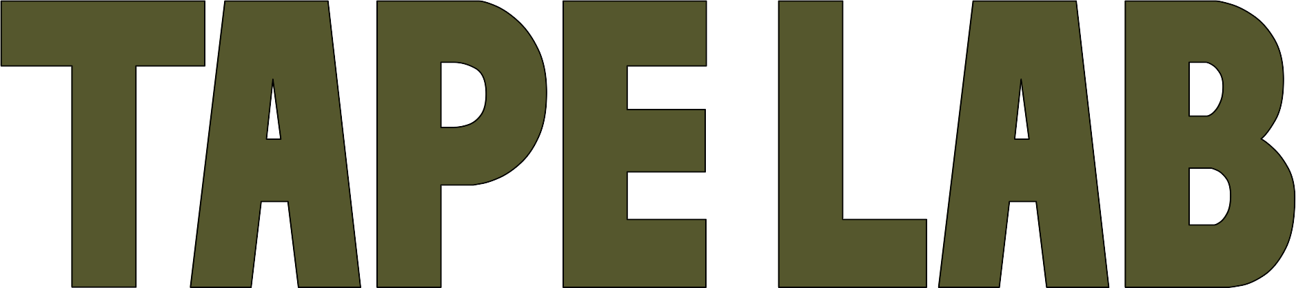 Bold uppercase text saying 'TAPE LAB' in dark olive green color.
