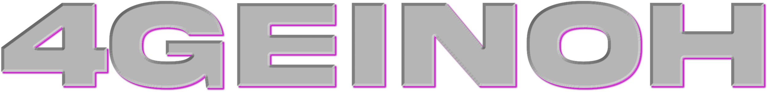 The text "4GEINOH" in bold gray uppercase letters with a pink and black outline.