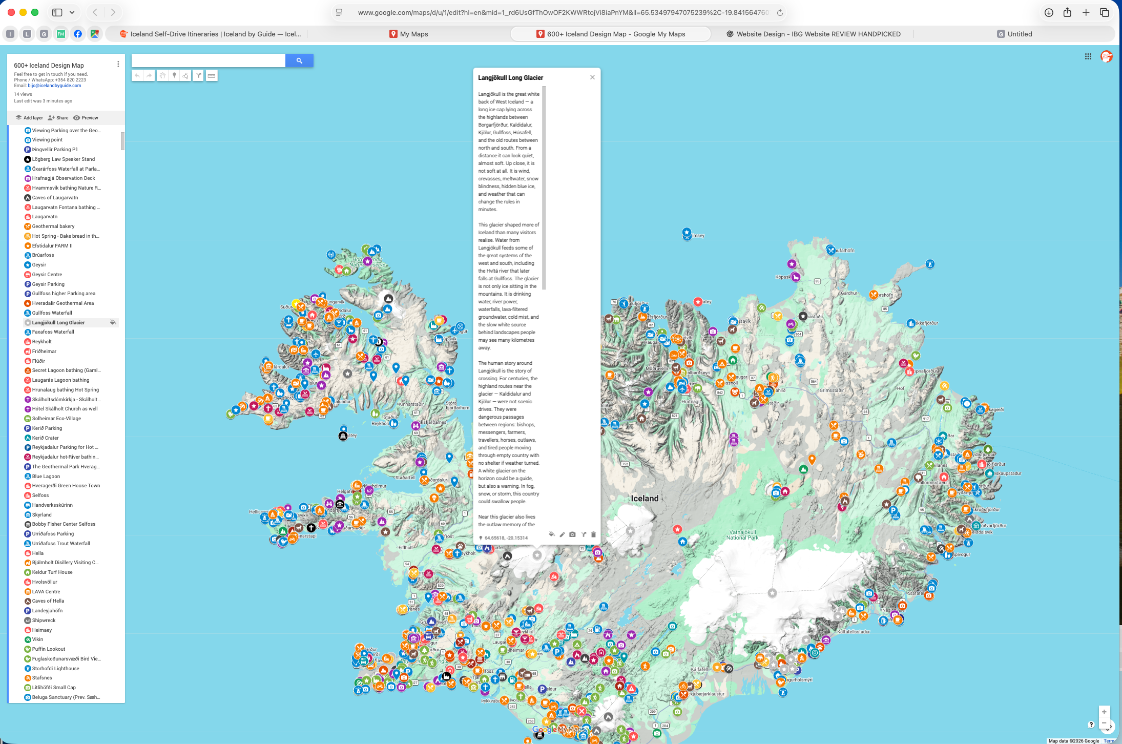 Local guide information inside the Iceland map