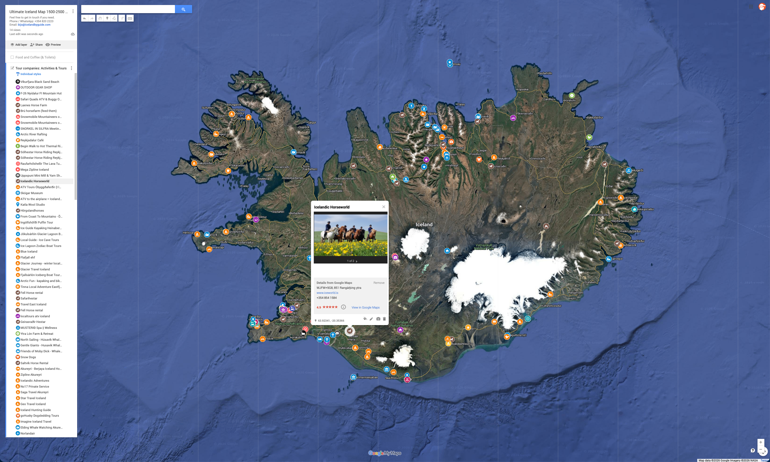 Example tour operator inside the Iceland Master Map